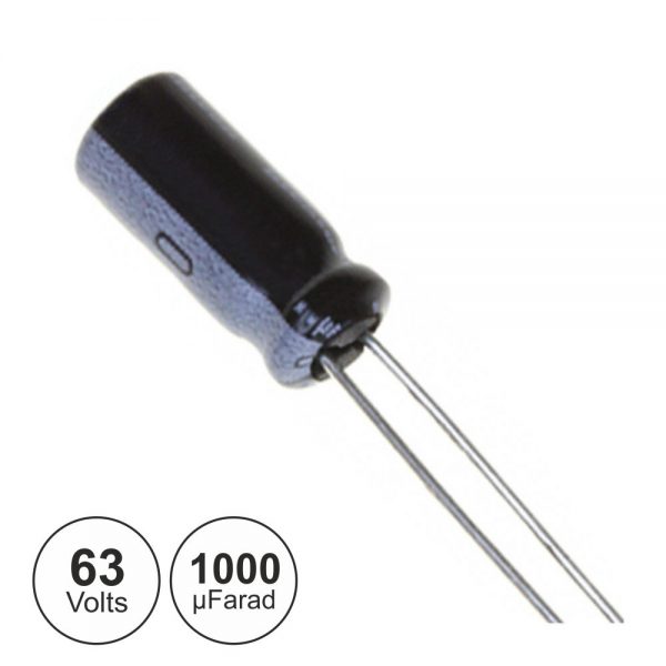 Condensador Electrolítico Radial 1000µf 63V VELLEMAN - (1000J0K)