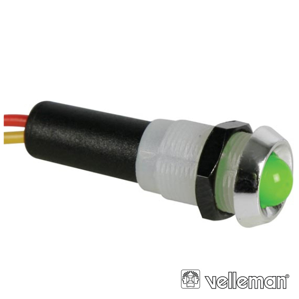 LED Piloto 12V Verde Caixa Abs Cromada VELLEMAN - (12VCG)