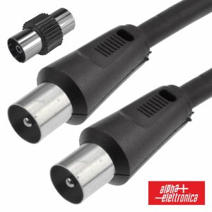 Cabo Coaxial Macho/Macho + Adaptador Preto 3m ALPHA - (87-010/03B)