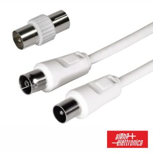 Cabo Coaxial Macho/Fêmea + Adaptador Branco 5m ALPHA - (87-012W/05B)