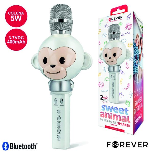 Microfone C/ Coluna 5W Bluetooth Bateria Modelo Macaco - (AMS-100WM)