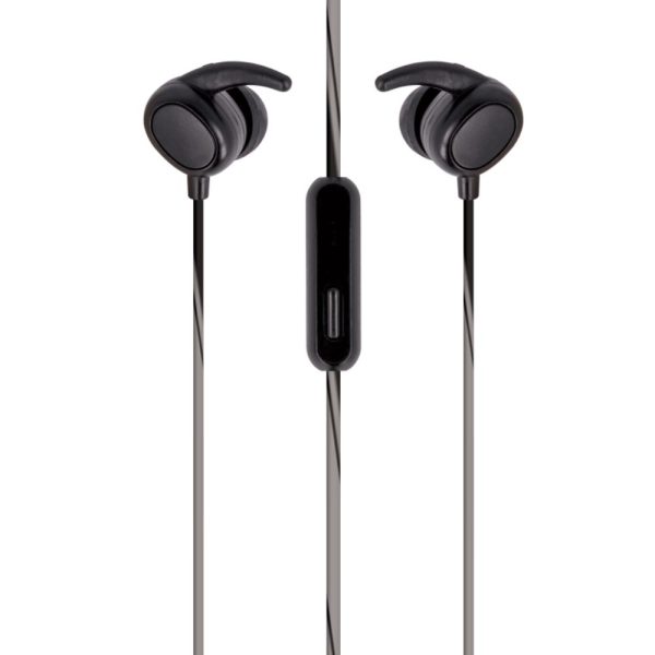 Auscultadores Stereo C/ Fios P/ Desporto Preto - (AUSC-02-BK)