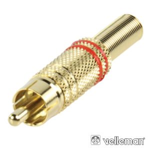 Ficha Rca Macho Dourada-Vermelha C/ Proteção De Cabo - (CA048R)