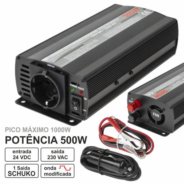 Conversor 24V-230V 500W Onda Modificada - (CONVMOD500/24(K))