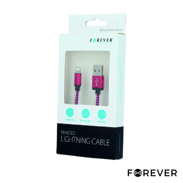 Cabo USB-A 2.0 Macho / Lightning Rosa 1M FOREVER - Image 2