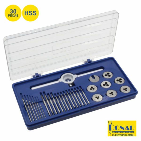 Conjunto De Chaves P/ Abrir Rosca Hss 30 Peças M1-M2.5 Donau - (DNMGS1025)
