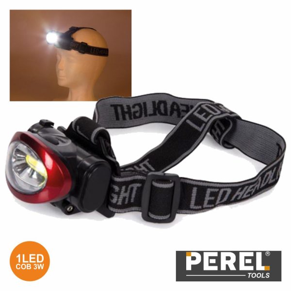 Lanterna De Cabeça 1 LED Cob 3W Perel - (EHL19)