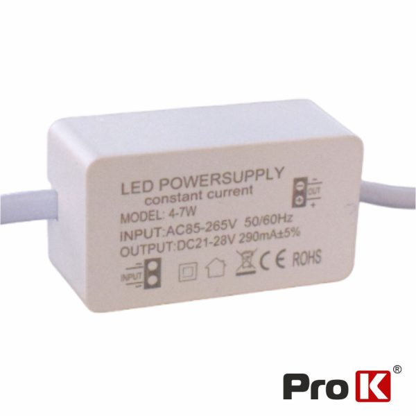 Fonte de Alimentação P/ LED 4-7W 21-28V 290mA PROK - (FAL06)
