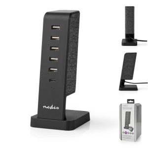 Carregador de Mesa c/ 5x USB-A 1X USB-C 45W - (FSCSPD110BK)