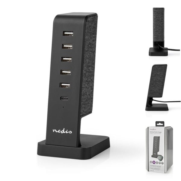 Carregador de Mesa c/ 5x USB-A 1X USB-C 45W - (FSCSPD110BK)