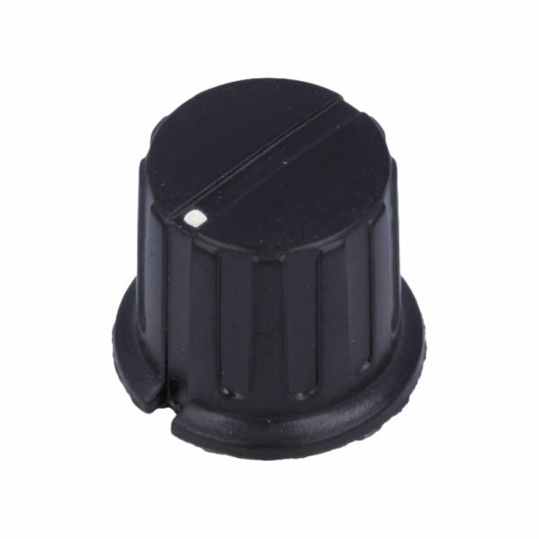 Botão P/ Potenciómetro Preto C/ Ponto Branco Ø19