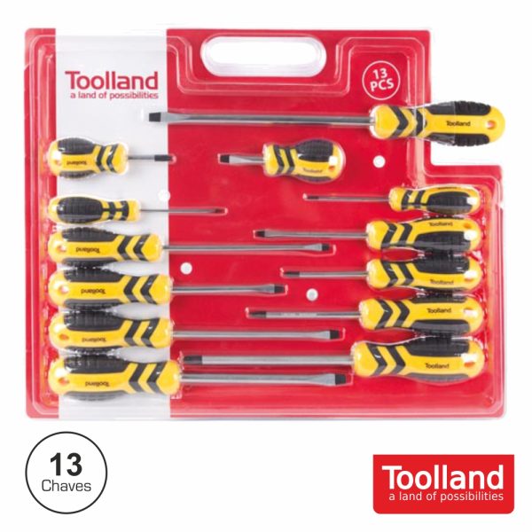 Conjunto De 13 Chaves Fendas E Philips TOOLLAND - (HSCRSET02N)