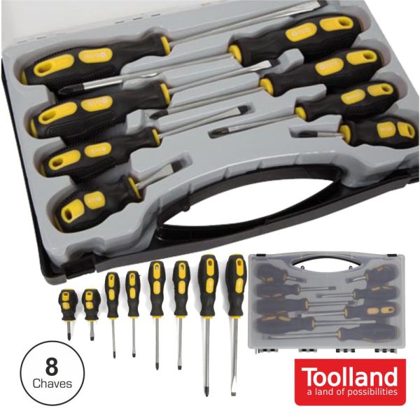 Conjunto De 8 Chaves Fendas E Philips TOOLLAND - (HST08)