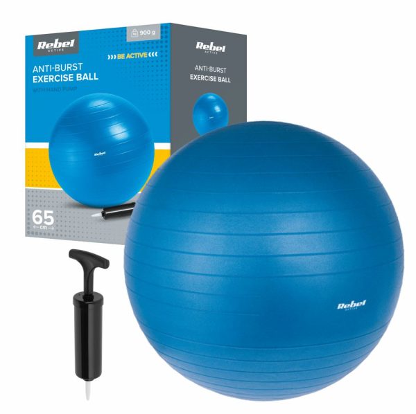 Bola de Ginástica Ø65cm Azul C/ Bomba REBEL - (INVGB917)