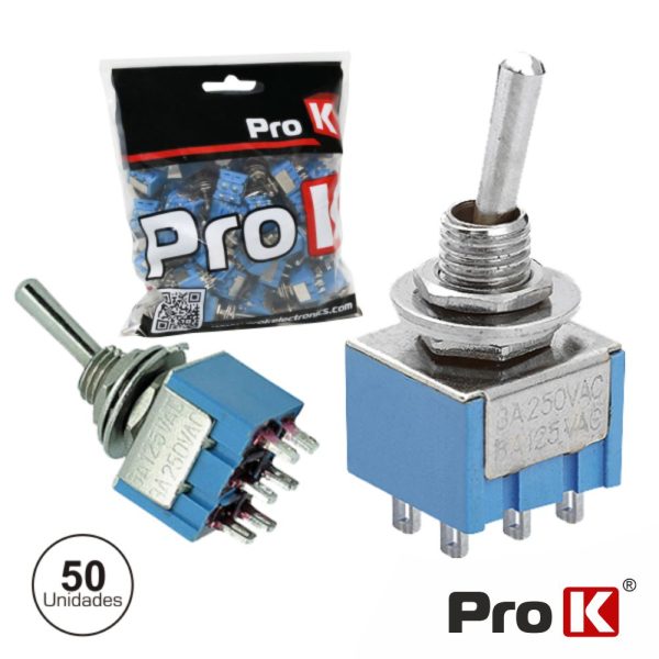 Interruptor Alavanca Miniatura On-Off-On 50x PROK - (ITR203A/50)