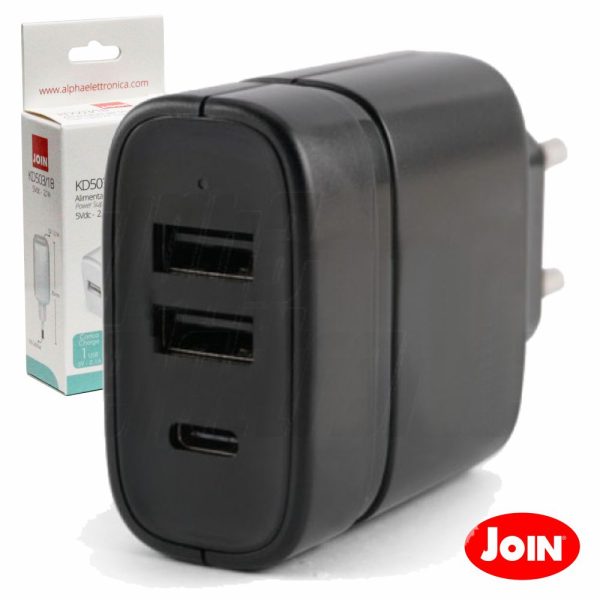 Alimentador Compacto Comutado 2 USB 5v 1 USB C 3a Max - (KD525)