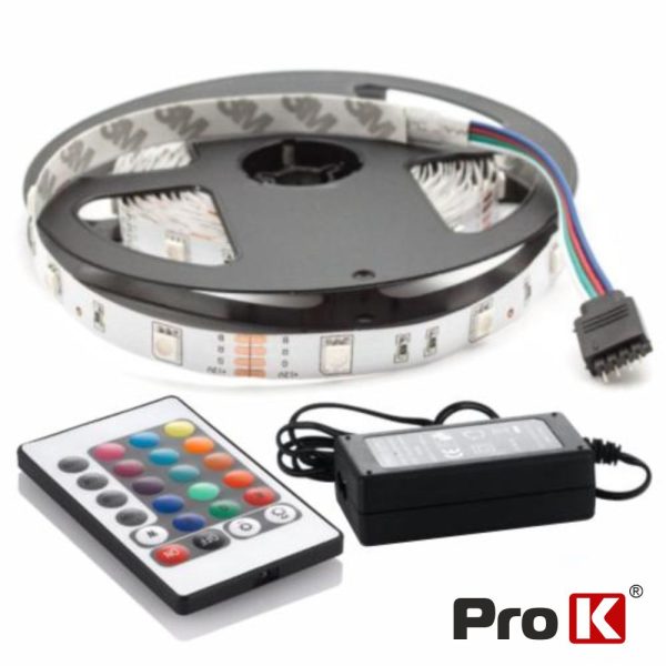 Kit Fita 300 LEDS 2835 Impermeável 12V 5m RGB C/Control PROK - (KFL05RGB60(F))