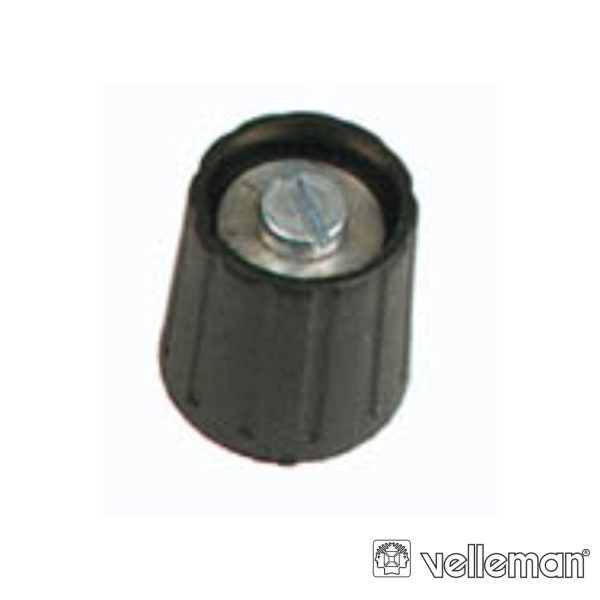 Botão p/ Potenciómetro Preto 15mm/6.35mm VELLEMAN - (KN157N)