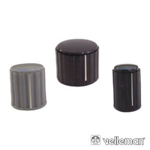 Botão P/ Potenciómetro Preto C/ Linha Branca 20x16mm - (KN204BS)