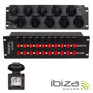 Tomada Elétrica 10x Schuko C/ Interruptores P/ Rack 19" - (LC1010F)