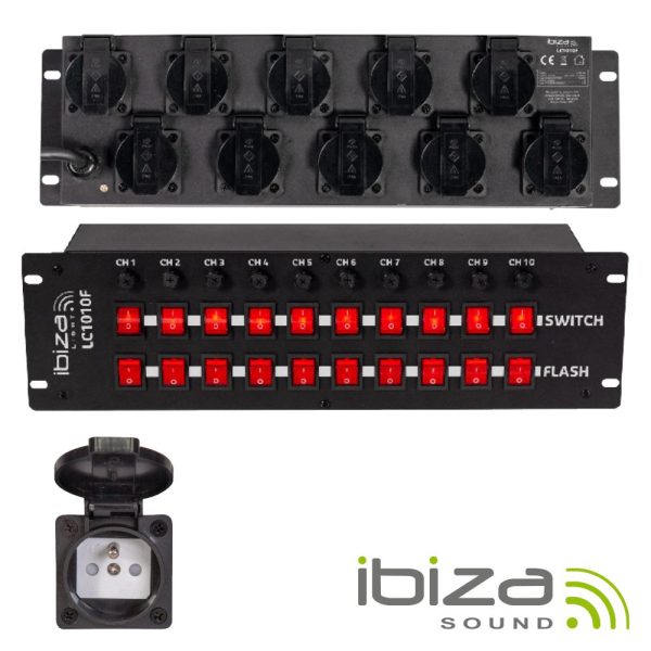 Tomada Elétrica 10x Schuko C/ Interruptores P/ Rack 19" - (LC1010F)