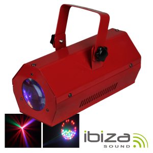 Projetor Luz C/ 56 LEDS RGBAW Vermelho Mic IBIZA - (LCM003LED-RED)