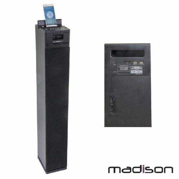 Coluna Centro Amplificada FM/USB/BT/SD/CD 130W MADISON - (MAD-CENTER130CDBK)