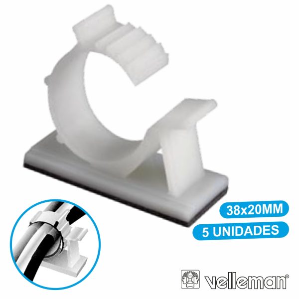 Passa Cabos C/ Adesivo 38x20mm 5x VELLEMAN - (MMP013)