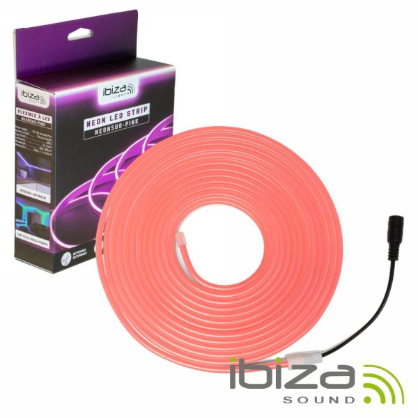 Fita 600 LEDS 2835 12V 5m IP65 Efeito Néon Rosa IBIZA - (NEON500-PINK)