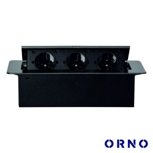 Tomada Elétrica Encastrar 3x Schuko Preta ORNO - (OR-AE-1336(GS)/GR)