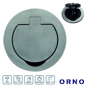 Tomada Elétrica Encastrar Ficha Francesa Cinzenta Ø95mm ORNO - (OR-GM-9030)