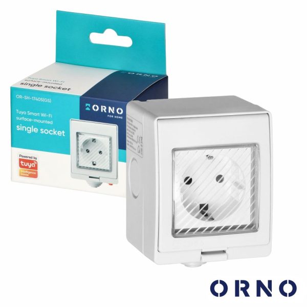 Tomada Elétrica Inteligente P/ Exterior IP55 WiFi TUYA ORNO - (OR-SH-17405(GS))