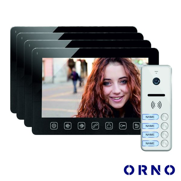 Vídeo Porteiro C/ 4 Lcd 7" Cores LEDS Preto ORNO - (OR-VID-EX-1065/B)