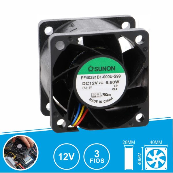 Ventoinha 12VDC 40x40x28mm 3 Fios PF40281B1-000U-S99 SUNON - (PF40281B1S)
