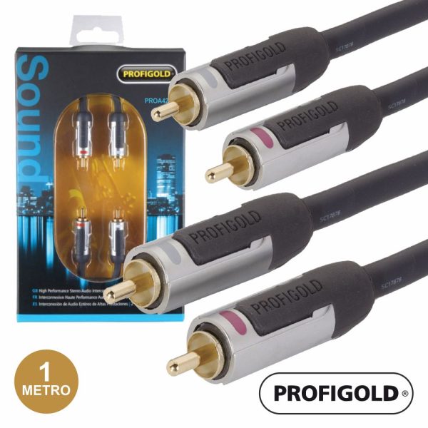 Cabo 2-Rca Macho / 2-Rca Macho 1M Profigold - (PROA4201)