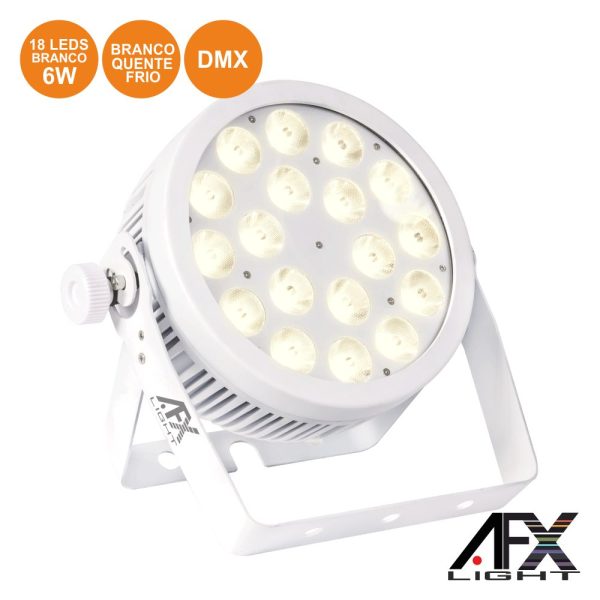 Projetor Par C/ 18 LEDS Brancos 2 Tons 6W DMX AFXLIGHT - (PROPAR18-WH)