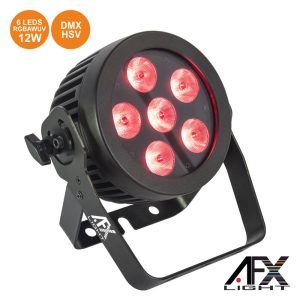 Projetor Par C/ 6 LEDS RGBAW-UV 12W DMX+hsv AFXLIGHT - (PROPAR6-HEX)