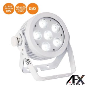 Projetor Par C/ 6 LEDS Brancos 2 Tons 6W DMX AFXLIGHT - (PROPAR6-WH)