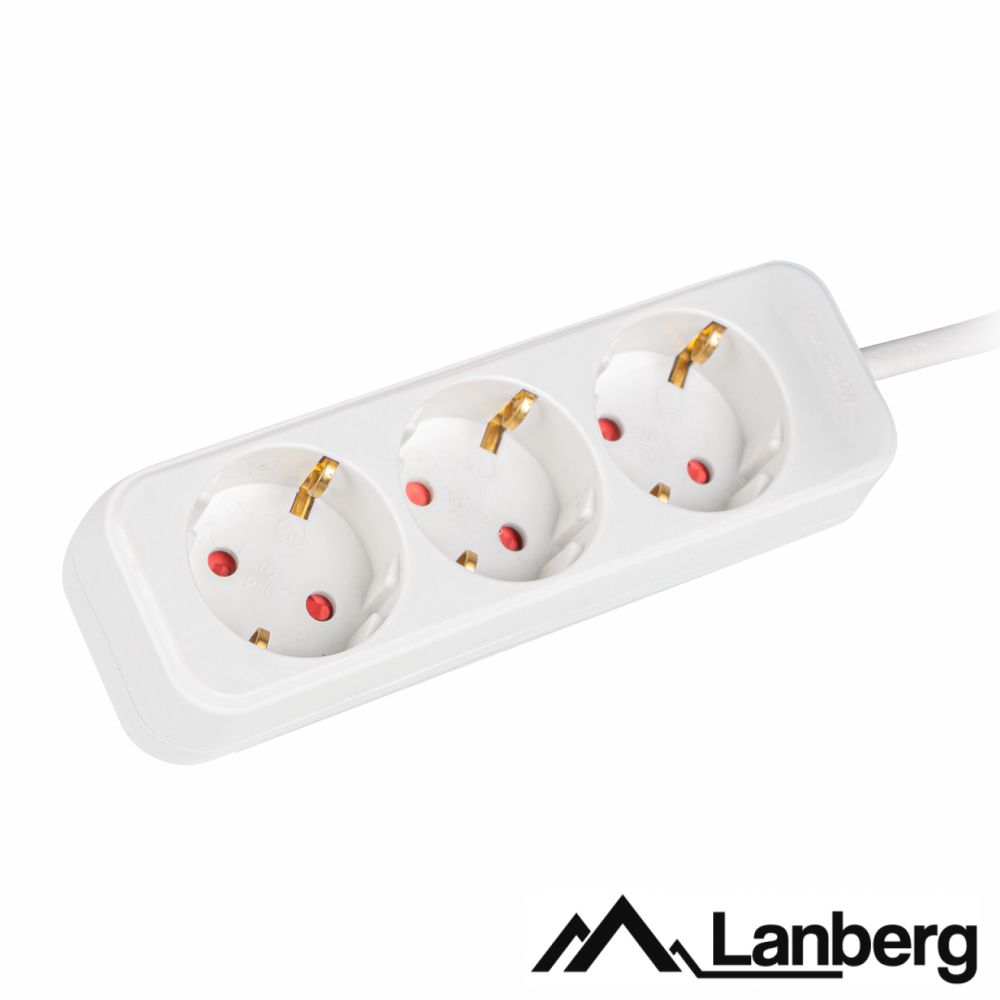 Extensão Elétrica 3G1.0 3x Schuko 1.5M LANBERG - (PS0-03F-0150-W)