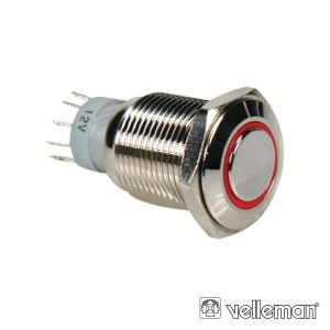 Interruptor Redondo De Metal Spdt 1na 1nc Anel Vermelho - (R1600R)