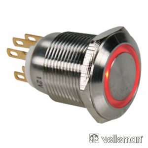 Interruptor Redondo De Metal Spdt 1no 1nc Anel Vermelho 19mm - (R1900R)