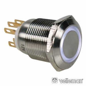Interruptor Redondo De Metal Spdt 1no 1nc Anel Branco 19mm - (R1900W)