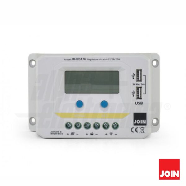 Regulador Painel Fotovoltaico 20A 12/24V JOIN - (RH20A/4)