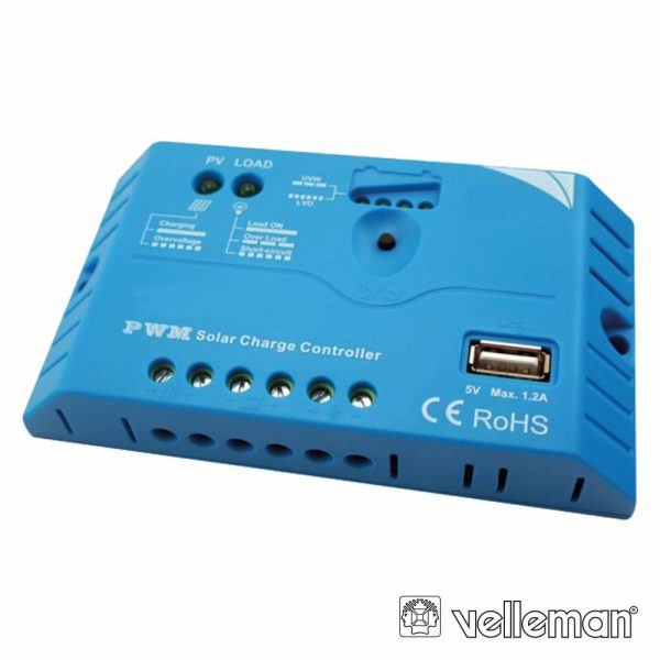 Regulador Painel Fotovoltaico 10a 12/24Vdc USB VELLEMAN - (SOL10UC3)