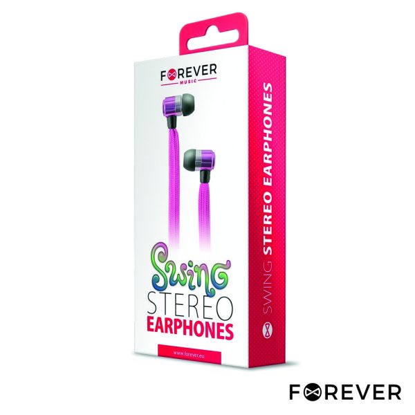 Auscultadores C/ Fios Stereo De Corda Rosa FOREVER - Image 2