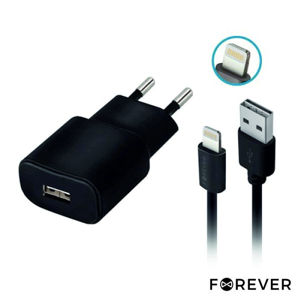 Alimentador Comutado + Cabo USB Lightning Tipo A FOREVER - (TC-01LBK)