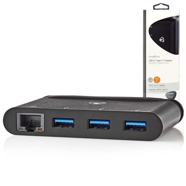 Hub USB-C c/ 3x USB 3.0 / 1x RJ45 - (TCARF210BK)
