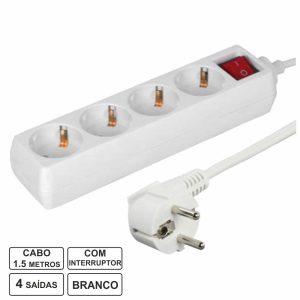 Extensão Elétrica 4x Schuko C/ Interruptor 1.5m - (TE4CB1(E))