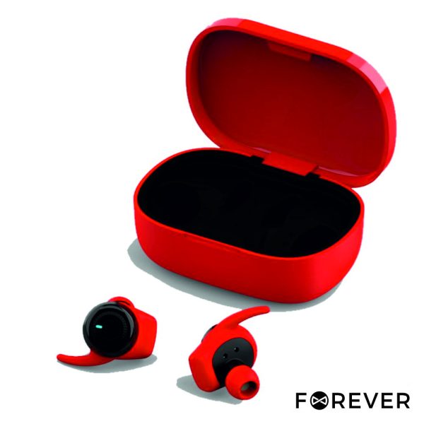 Auriculares Bluetooth V5.0 Mic Vermelho FOREVER - (TWE-300RD)