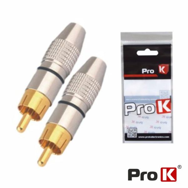 Conjunto 2 Fichas RCA Macho Preta Metálica / Dourada PROK - (VFRCA01)